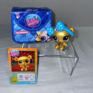 Littlest Pet Shop G7 Series 4 Gold Bear Chase 230 LPS Figure with‎ Card and Box